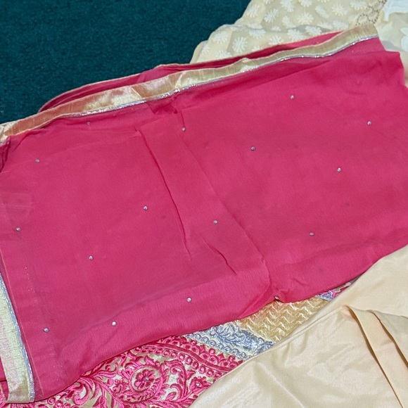 Yellow and Pink Embroidered kameez set - Picture 6 of 13